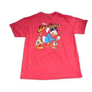 Disney Ducktales Adult Graphic Print Short Sleeve T-Shirt-Red-Size XL-GUC